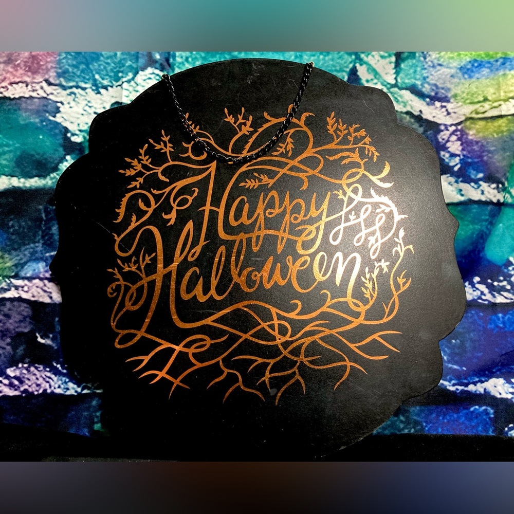 Black Halloween Hanging Wall Sign Reflective Branches